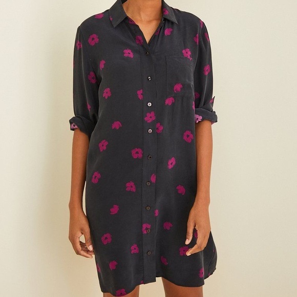 Amour Vert Leigh Silk Shirt Dress [Pop Floral] - Picture 2 of 3